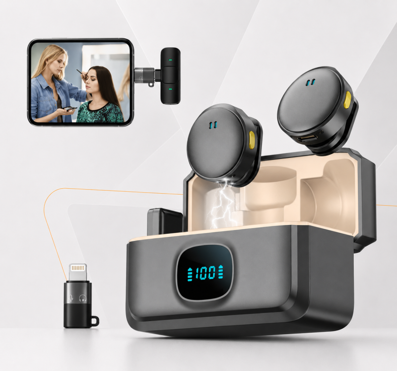 Microfone Lapela Sem Fio Magnético Android e IOS Duplo Ante Ruído - Imagem 3