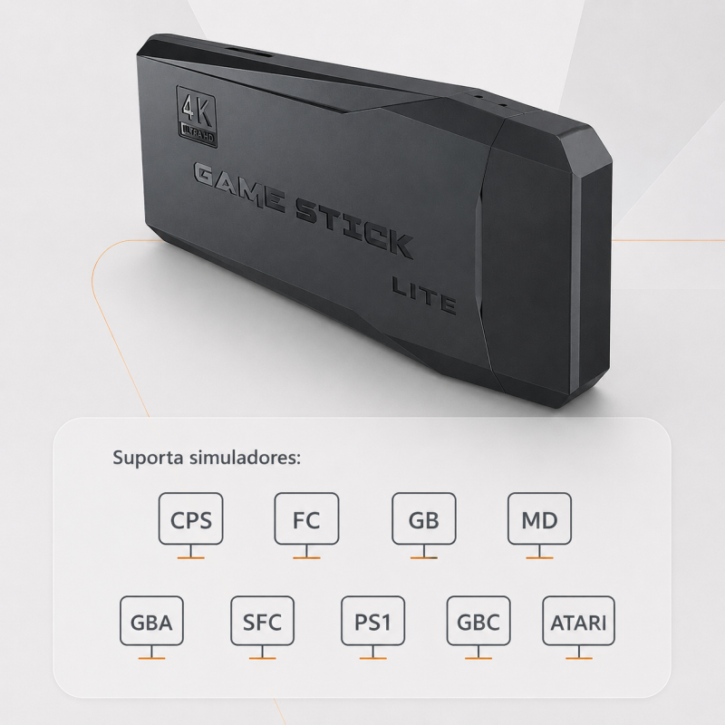 Game Stick 4k Lite Retro 2 Controles Sem Fio Mais de 20.000 Jogos - Imagem 3