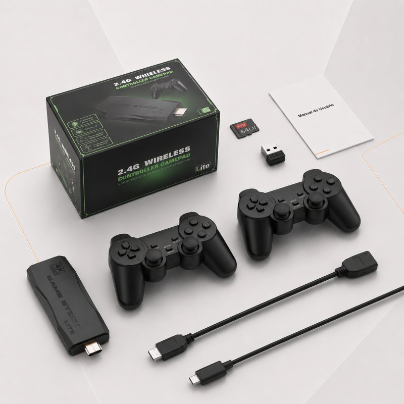 Game Stick 4k Lite Retro 2 Controles Sem Fio Mais de 20.000 Jogos - Imagem 5