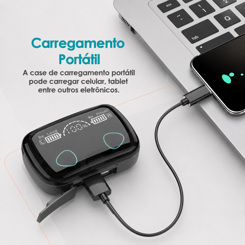 Fones de Ouvido Bluetooth TWS M10 com estojo de carregamento Digital - Imagem 6