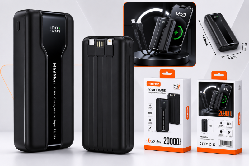 Carregador Portátil Power Bank Minimen 20.000mah Carregamento Rápido 22,5W - Imagem 2