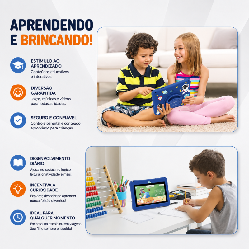 Tablet Infantil Kids Astronauta 6/128GB Com Caneta Touch e Acessorios - Imagem 5