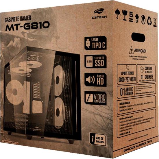 Gabinete Gamer C3Tech Aquarius MT-G810 Sem Fans Branco - Imagem 4