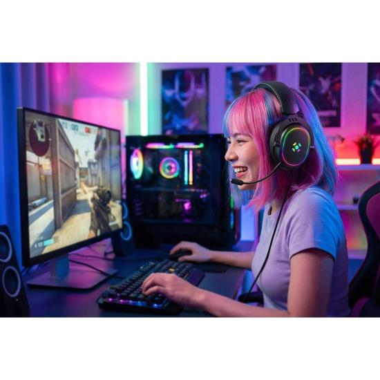 Headset Gamer Com Fio Fortrek Win Driver 50 mm Preto - Imagem 5