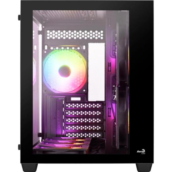 Gabinete Gamer Aerocool Dryft Mini Preto Com 6 fans ARGB Lateral Vidro - Imagem 2