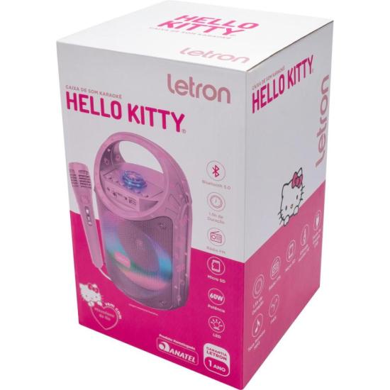 Caixa de Som Com Microfone Letron Hello Kitty 60w Rosa - Imagem 5