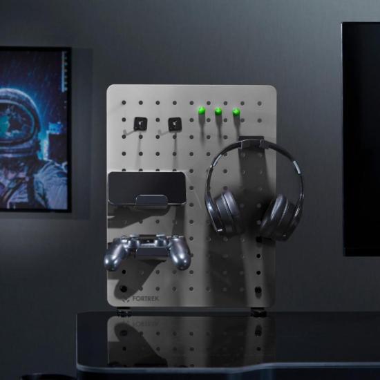 Pegboard Gamer Painel Organizador Fortrek Grid Space 42x48 Branco - Imagem 3