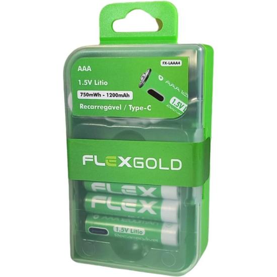 Pilha Recarregável AAA 1.5V 1200mAh (C/4 Pilhas) Flex - Imagem 2
