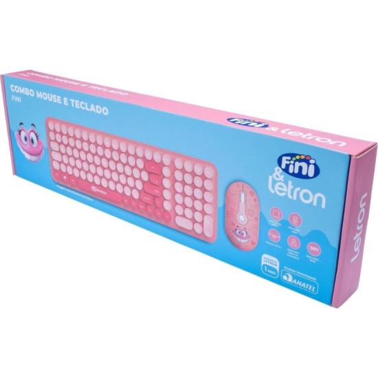 Kit Teclado e Mouse Letron Fini Sem Fio Rosa - Imagem 2