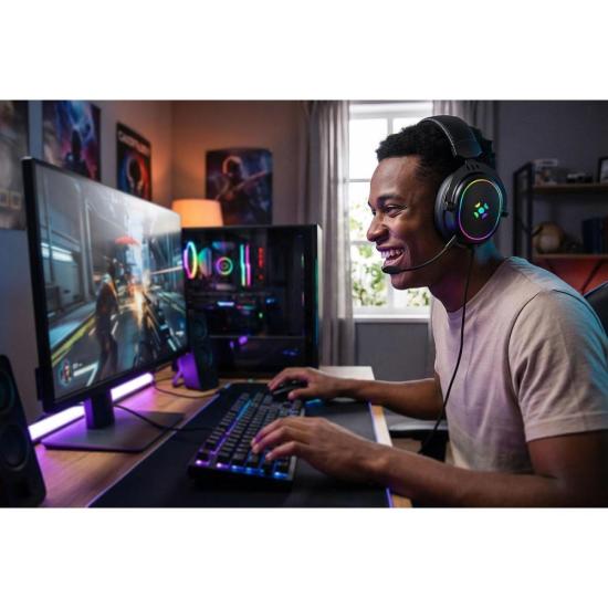 Headset Gamer Com Fio Fortrek Win Driver 50 mm Preto - Imagem 6