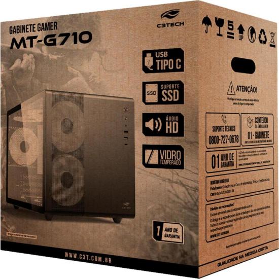 Gabinete Gamer C3Tech Aquarius MT-G710 Sem Fans Branco - Imagem 4