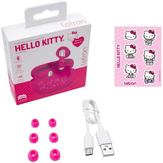Fone de Ouvido Bluetooth Letron Hello Kitty Rosa - Imagem 2