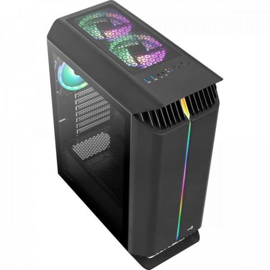 Gabinete Gamer Aerocool Gladiator Preto RGB Lateral Vidro - Imagem 4