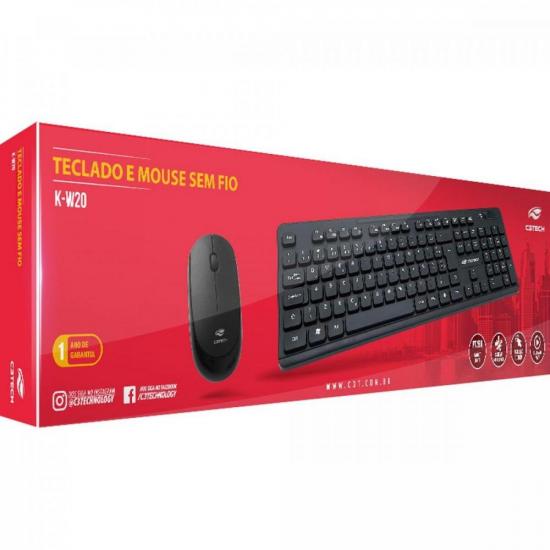 Kit Teclado e Mouse C3Tech K-W20BK Sem Fio Preto - Imagem 4