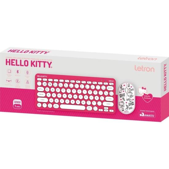 Kit Teclado e Mouse Sem Fio Letron Hello Kitty Rosa - Imagem 3