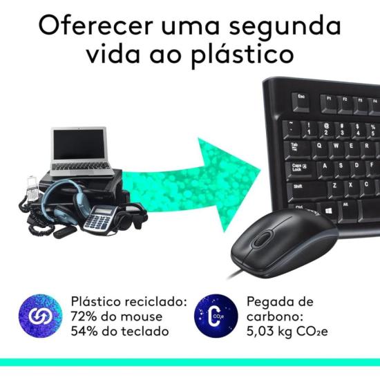 Kit Teclado e Mouse Com Fio USB Logitech MK120 Preto - Imagem 6