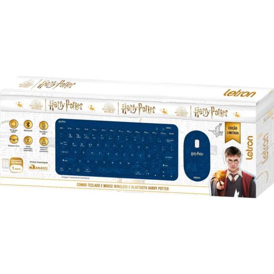 Kit Teclado e Mouse Sem Fio Letron Harry Potter Azul - Imagem 5