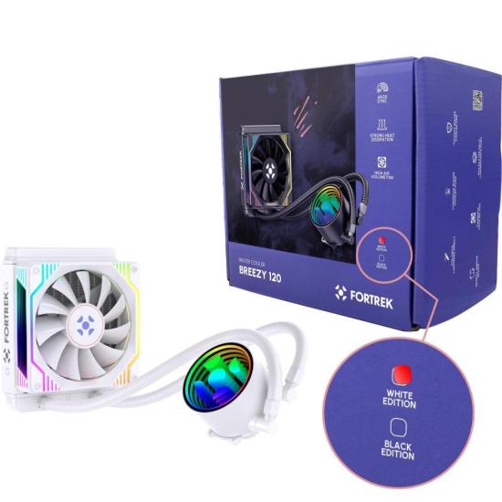 Water Cooler Fortrek Breezy 120 mm Fan Branco - Imagem 3