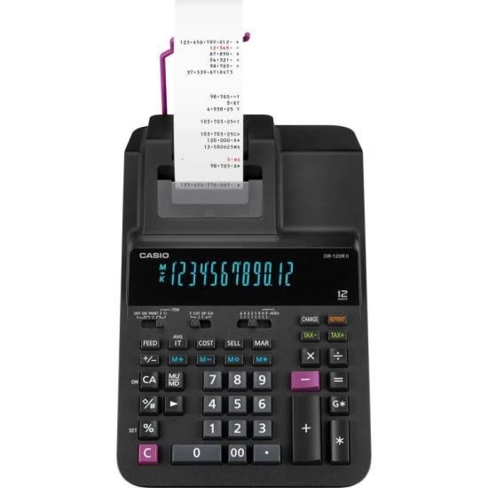 Calculadora Com Bobina Casio DR120RII 12 Dígitos Preta